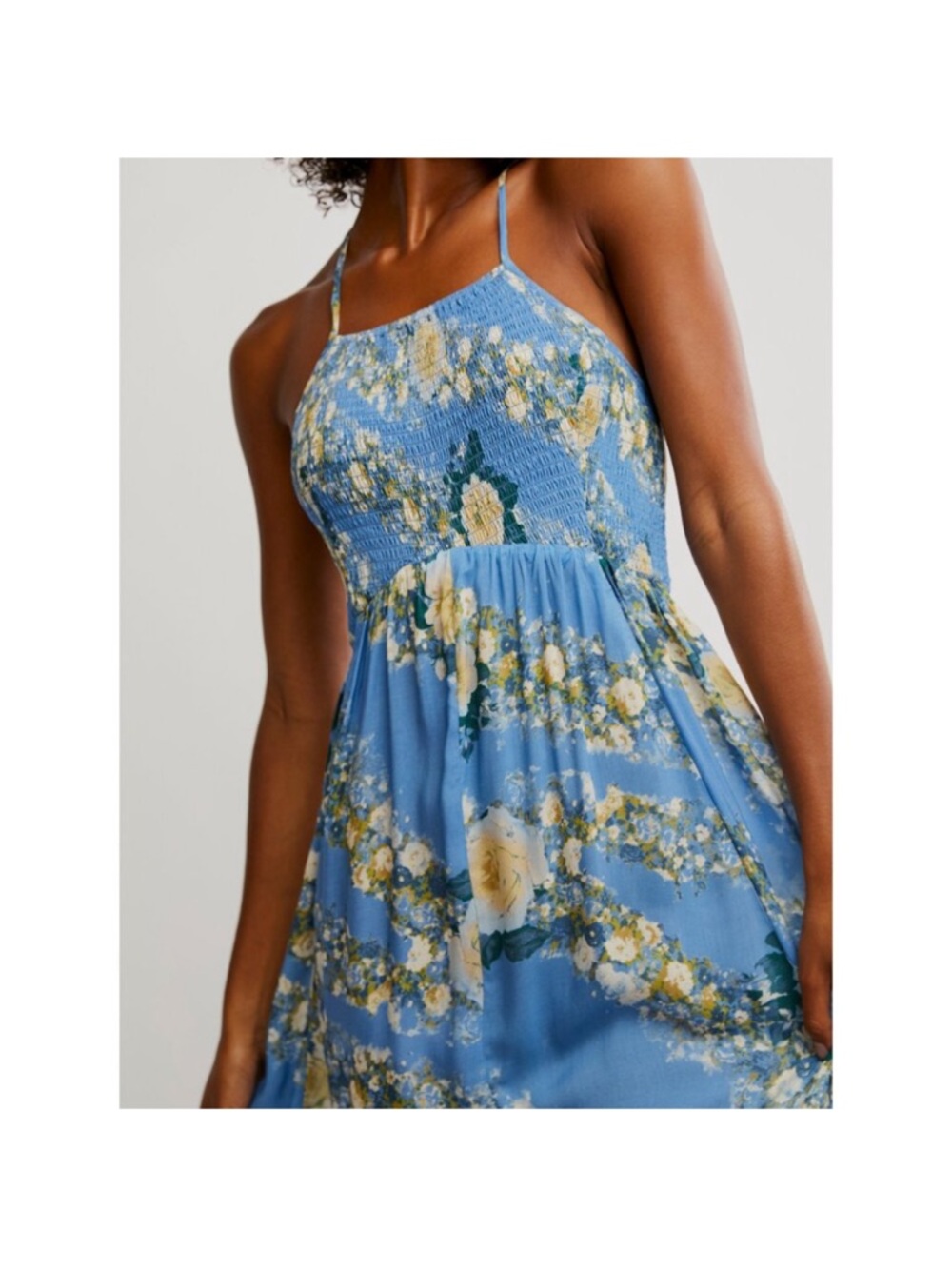 Free People Floral Smocked Halter Midi Dress
